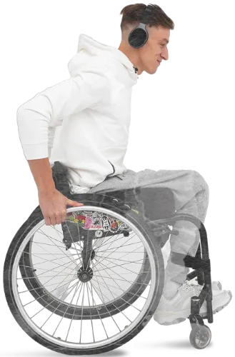 Young man in wheelchair